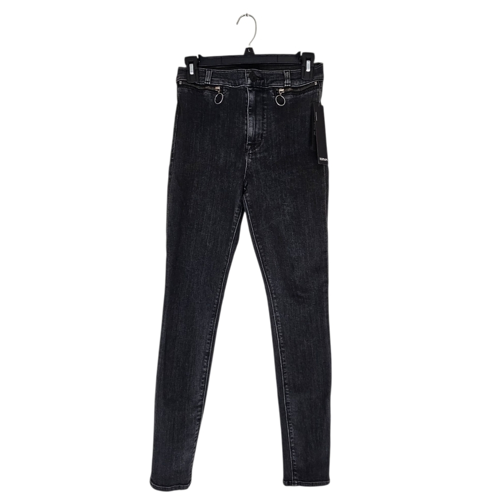 Hudson Jeans High Rise Kooper Super‎ Skinny Y2K Moto Black Jeans 26 NWT